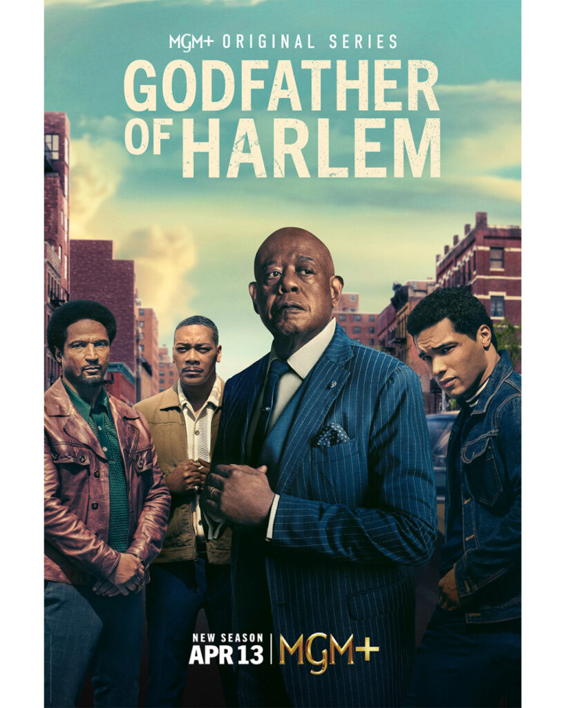 The official poster for 'Godfather of Harlem' Season 4 on MGM+