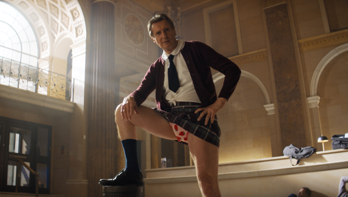 Liam Neeson plays Frank in The Naked Gun from Paramount Pictures.
