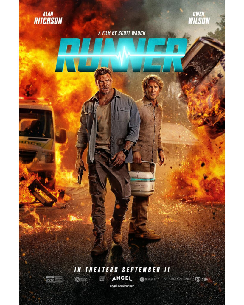 Alan Ritchson and Owen Wilson race against time and a ruthless cartel in Runner, the action thriller now playing in theaters.