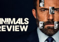 Animals Netflix thriller key art featuring Ben Affleck surrounded by character portraits in a dramatic collage.