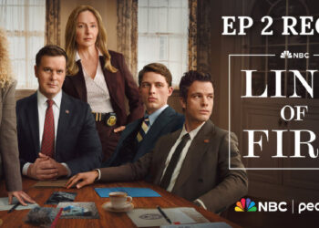 Line of Fire Episode 2 key art featuring the cast of the NBC crime drama series.