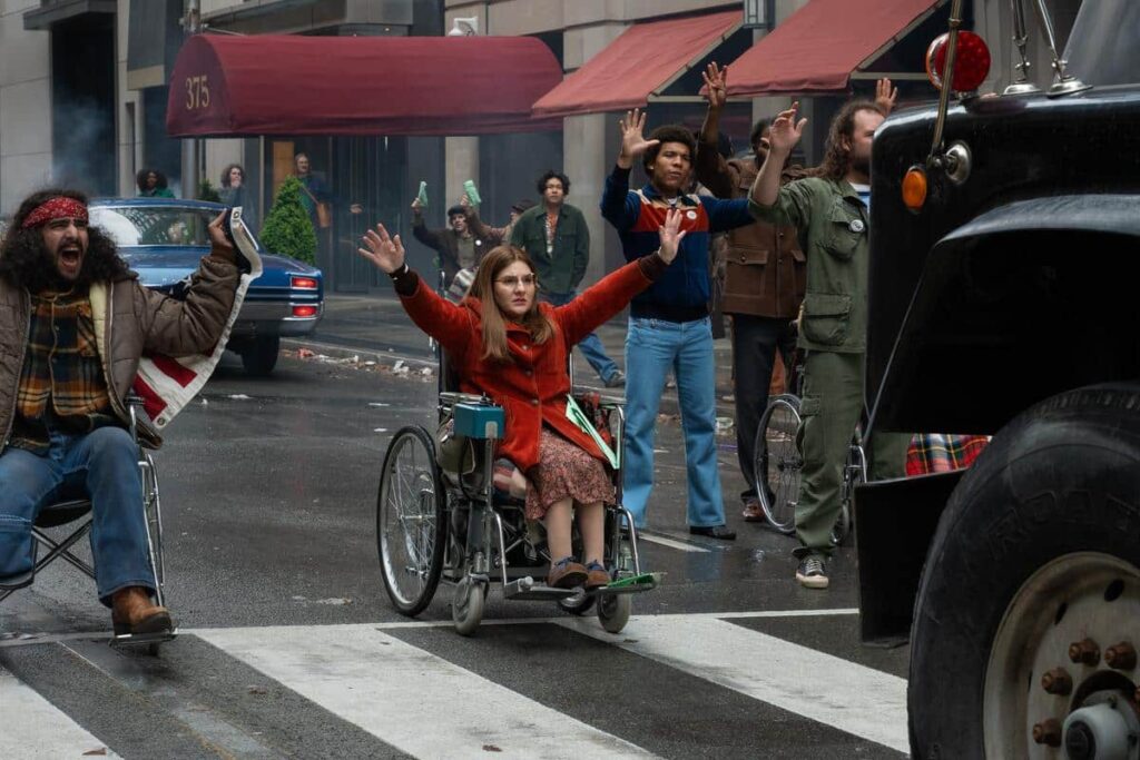Ruth Madeley portrays disability rights activist Judy Heumann in Being Heumann, opening in select theaters November 6, 2026.